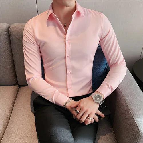 Plus Size S-7XL High Quality Men Dress Shirt 2021 Autumn Long - LuxNovaHub 