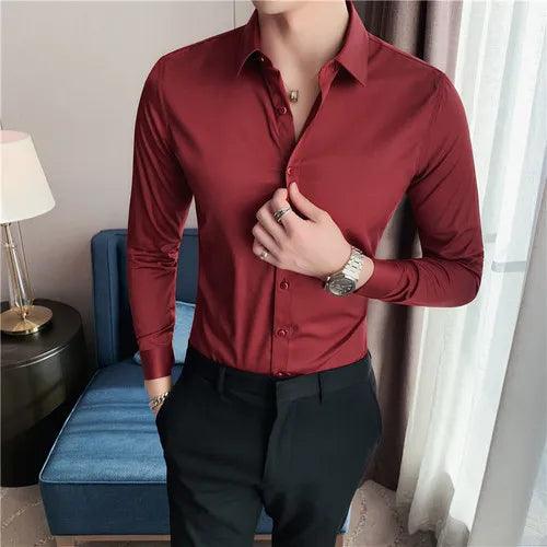 Plus Size S-7XL High Quality Men Dress Shirt 2021 Autumn Long - LuxNovaHub 