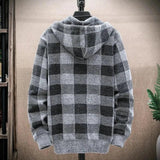 Mens Hooded Plaid Zipped Up Jacket - LuxNovaHub 