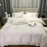 White Grey Duvet Cover Sets Solid Color - LuxNovaHub 