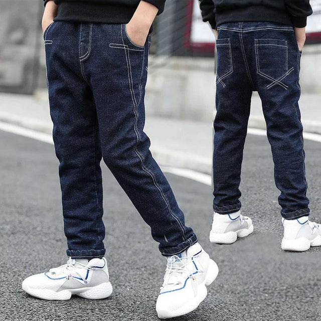 IENENS Teen Slim Jeans Solid Color Trousers Boys Denim - LuxNovaHub 