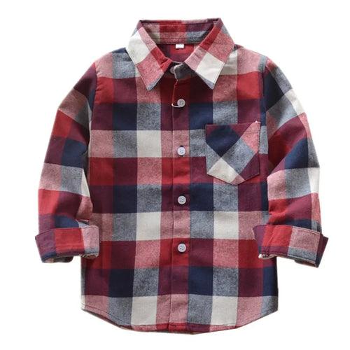 Children Boys Flannel Shirt Lattice Design - LuxNovaHub 