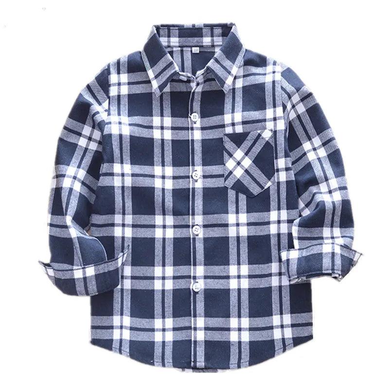 Children Boys Flannel Shirt Lattice Design - LuxNovaHub 