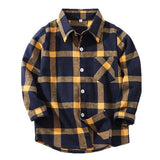 Children Boys Flannel Shirt Lattice Design - LuxNovaHub 