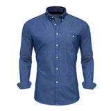 VISADA JAUNA High Quality Men Shirt Jeans Long Sleeve - LuxNovaHub 