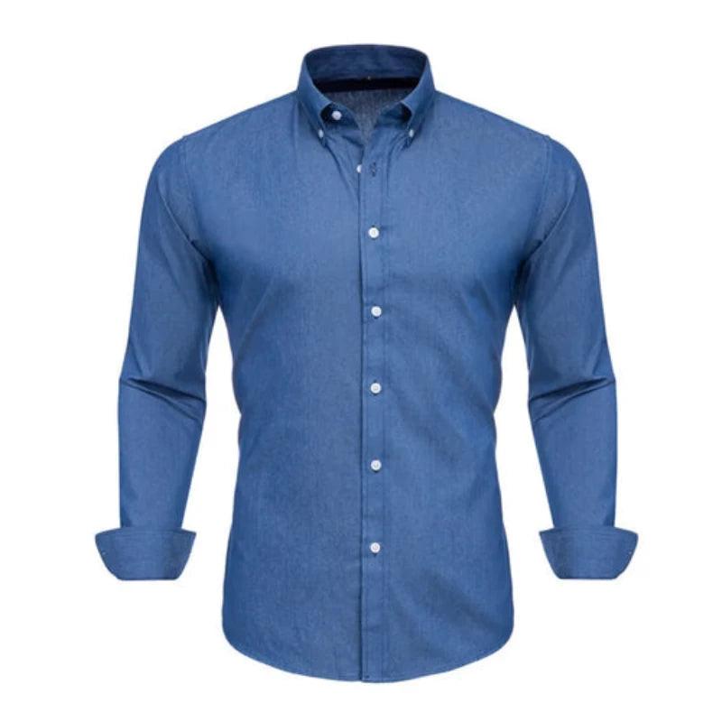 VISADA JAUNA High Quality Men Shirt Jeans Long Sleeve - LuxNovaHub 