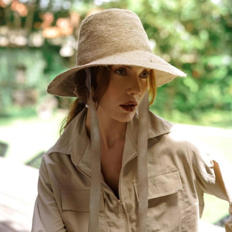 MEG Jute Straw Hat In Nude Beige - LuxNovaHub 