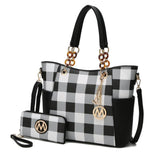 Mariely Checker Tote Handbag - LuxNovaHub 