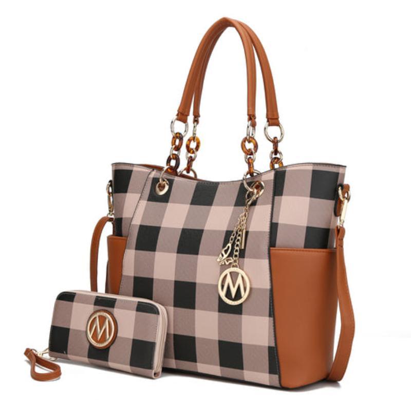 Mariely Checker Tote Handbag - LuxNovaHub 