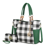 Mariely Checker Tote Handbag - LuxNovaHub 