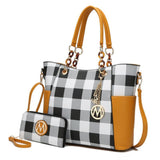 Mariely Checker Tote Handbag - LuxNovaHub 