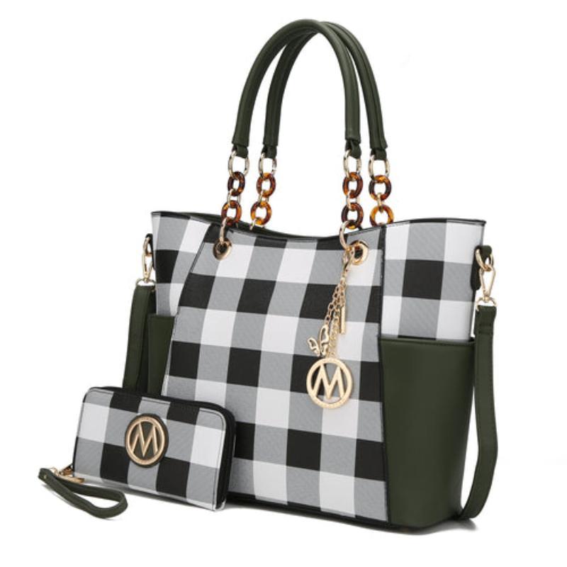 Mariely Checker Tote Handbag - LuxNovaHub 