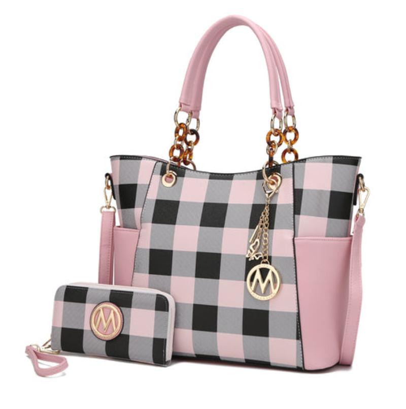 Mariely Checker Tote Handbag - LuxNovaHub 