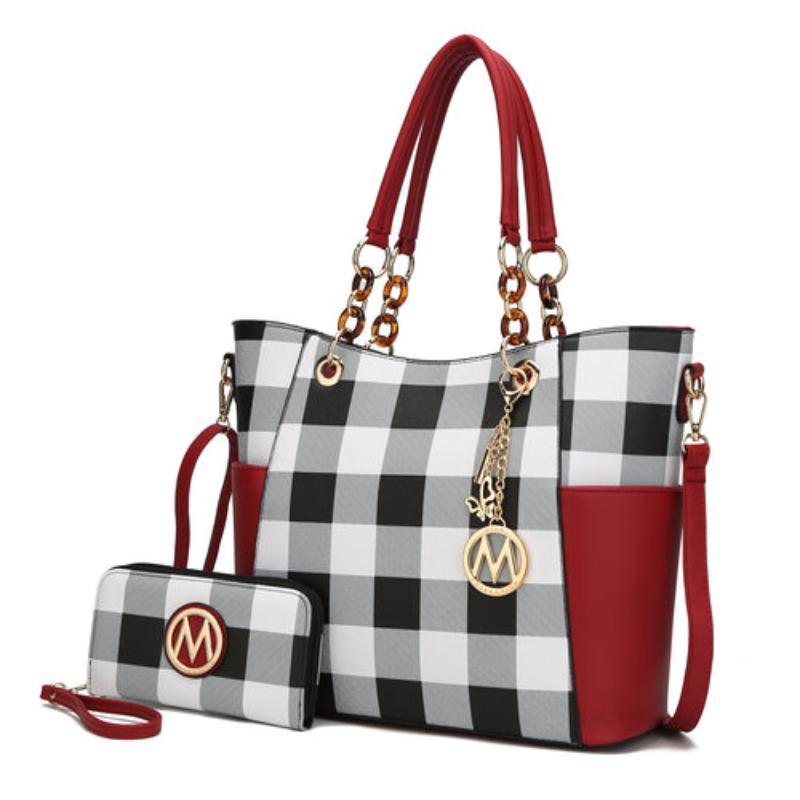 Mariely Checker Tote Handbag - LuxNovaHub 