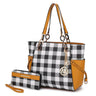 Yale Checkered Tote Bag with Wallet - LuxNovaHub 