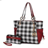 Yale Checkered Tote Bag with Wallet - LuxNovaHub 