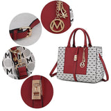 Yuliana Circular M emblem Print Satchel Bag - LuxNovaHub 