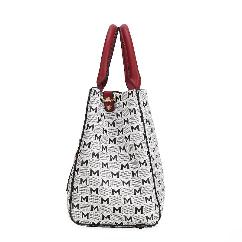 Yuliana Circular M emblem Print Satchel Bag - LuxNovaHub 