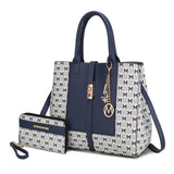 Yuliana Circular M emblem Print Satchel Bag - LuxNovaHub 