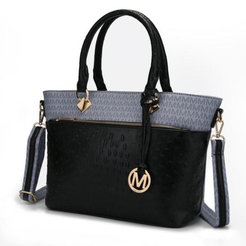 Grace Signature and Croc Embossed Tote - LuxNovaHub 