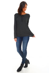 Women's Lace Up Long Sleeve Top - LuxNovaHub 