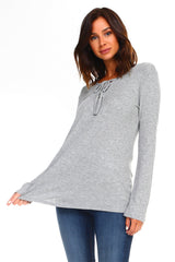 Women's Lace Up Long Sleeve Top - LuxNovaHub 