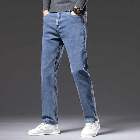 New Autumn Men's Blue Straight leg Jeans Business Casual - LuxNovaHub 