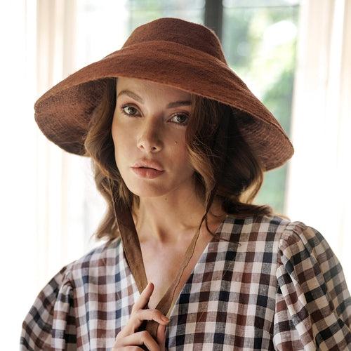 REIGN Jute Hat In Burnt Sienna - LuxNovaHub 