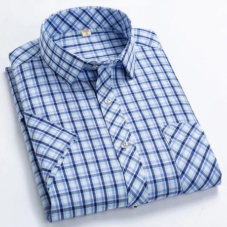 High Quality Men's Plaid Short Sleeve Shirts Business - LuxNovaHub 