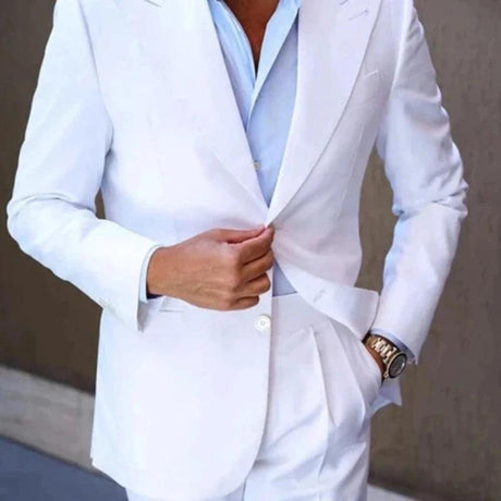 Elegant Suits for Men Blazer White Skinny Terno - LuxNovaHub 