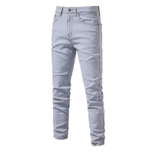 2023 Autumn New Jeans Men's Solid Color Slim Fit Straight - LuxNovaHub 