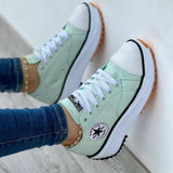 Flat Lace-Up Sneakers Pattern Canvas Casual Women - LuxNovaHub 