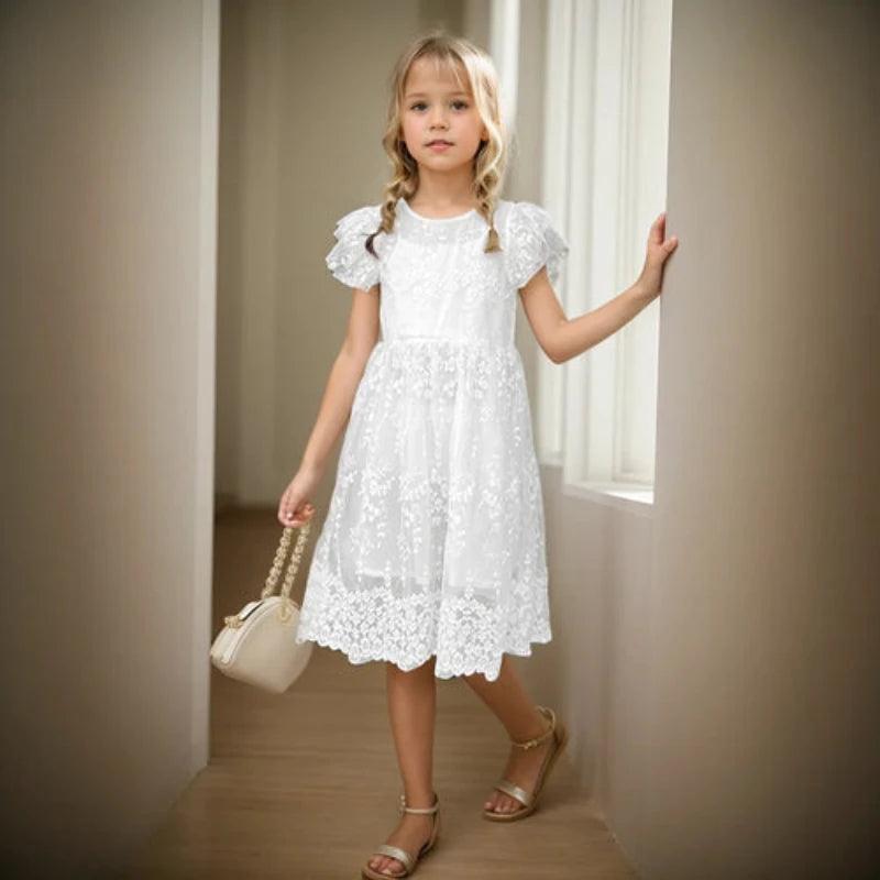 Girls Dress Lace Floral Dress For Kids Girl - LuxNovaHub 