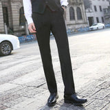 Men Business Casual Suit Pants Solid Office Trousers - LuxNovaHub 