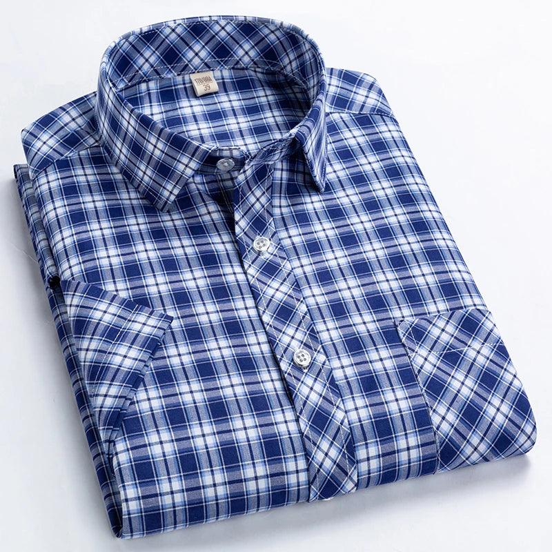 High Quality Men's Plaid Short Sleeve Shirts Business - LuxNovaHub 