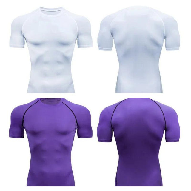 Men's Compression Running Sport Shirt Short Sleeve - LuxNovaHub 