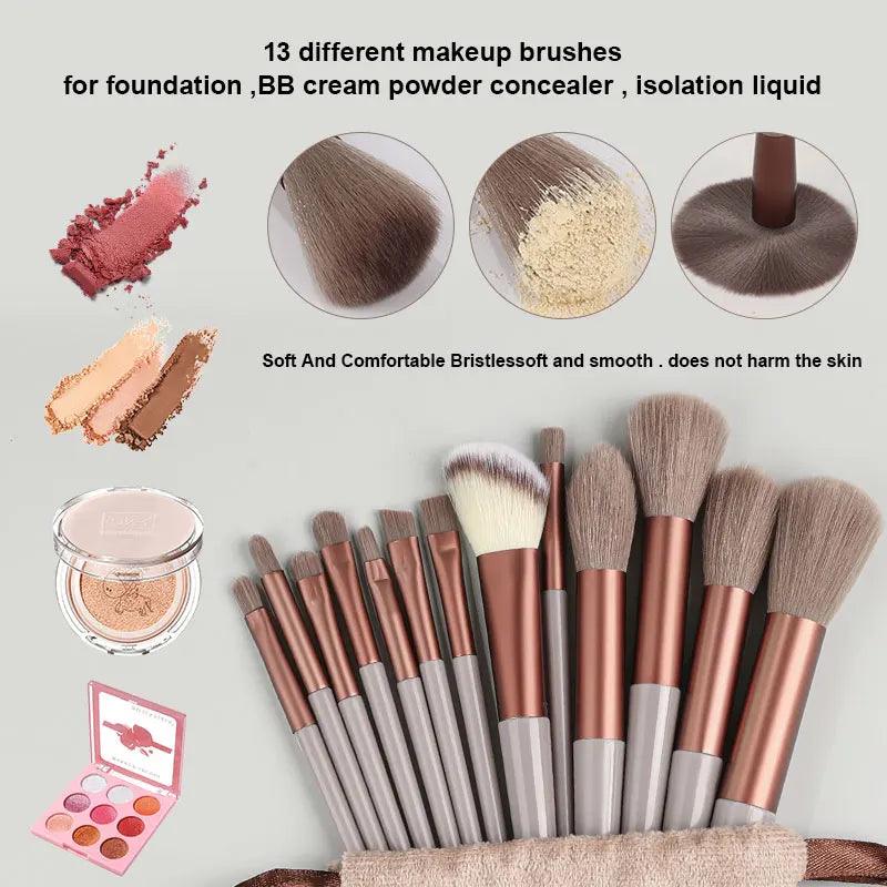 Makeup Brushes Set 13Pcs Professional Soft Foundation - LuxNovaHub 