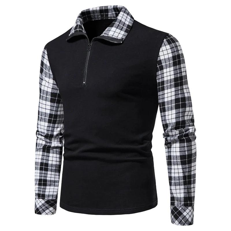 Men's Polo Shirt Zipper Long Sleeve - LuxNovaHub 