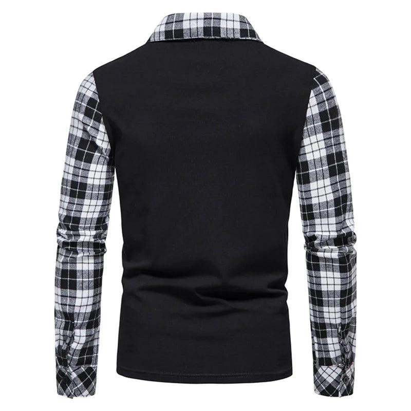 Men's Polo Shirt Zipper Long Sleeve - LuxNovaHub 