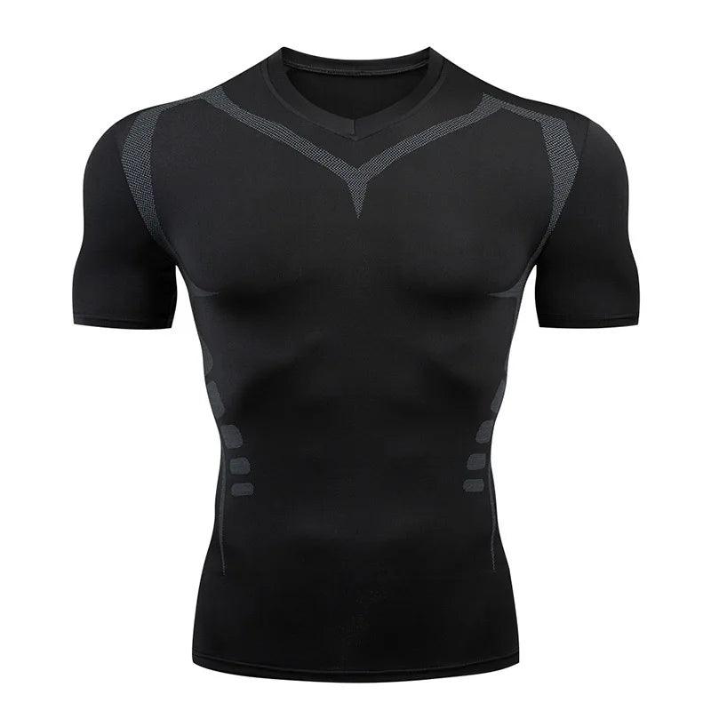 Men Short Sleeve Rash Guard Compression Shirts Quick Dry - LuxNovaHub 