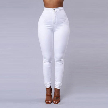 Solid Color Skinny Jeans Woman white - LuxNovaHub 