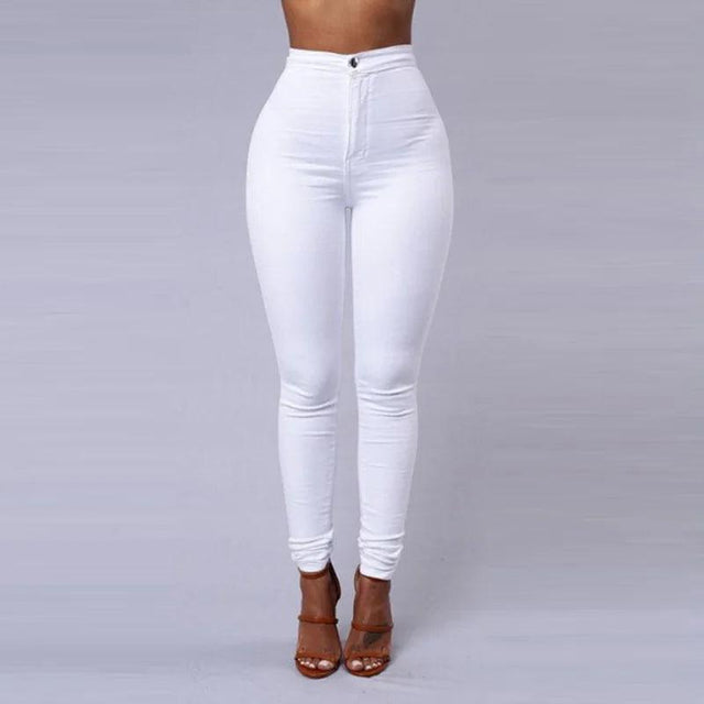 Solid Color Skinny Jeans Woman white - LuxNovaHub 