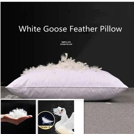 White Goose Feather Pillow - LuxNovaHub 