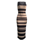 Elegant V-Neck Striped Maxi - LuxNovaHub 