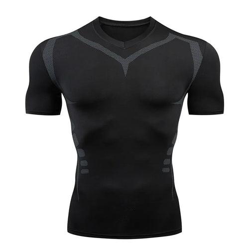 Men Short Sleeve Rash Guard Compression Shirts Quick Dry - LuxNovaHub 