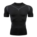 Men Short Sleeve Rash Guard Compression Shirts Quick Dry - LuxNovaHub 