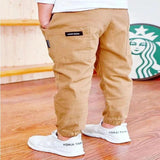 Boys Work Pants Spring Autumn Cotton Elastic Waist - LuxNovaHub 