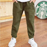 Boys Work Pants Spring Autumn Cotton Elastic Waist - LuxNovaHub 