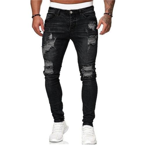 2024 New Street Style Ripped Skinny Jeans Men Vintage - LuxNovaHub 