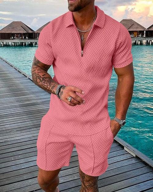 Men's Zipper Collar Tracksuit Summer - LuxNovaHub 